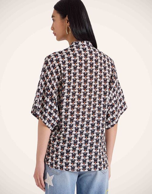 La Doublej Estelle Blouse Petaltail Black In Crepe Marocain