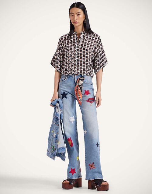 La Doublej Estelle Blouse Petaltail Black In Crepe Marocain