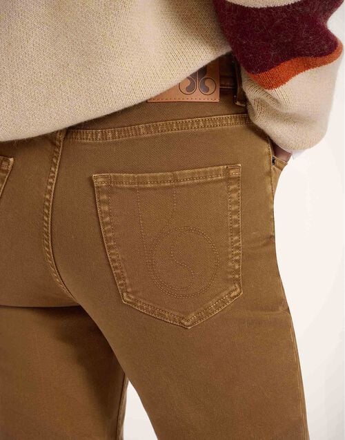 La Doublej Fancy Crop Jeans Khaki In Denim With Feathers