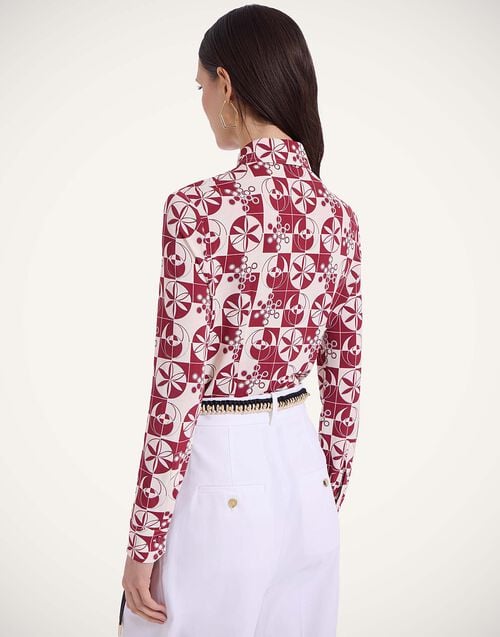 La Doublej Fitted Shirt Eclipse Burgundy In Flowy Jersey