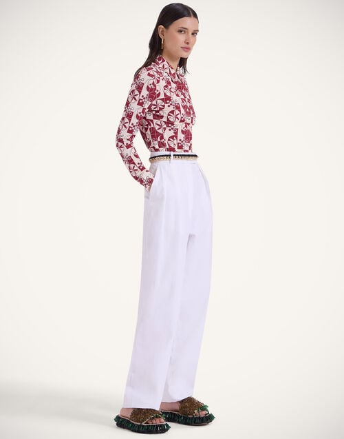 La Doublej Fitted Shirt Eclipse Burgundy In Flowy Jersey