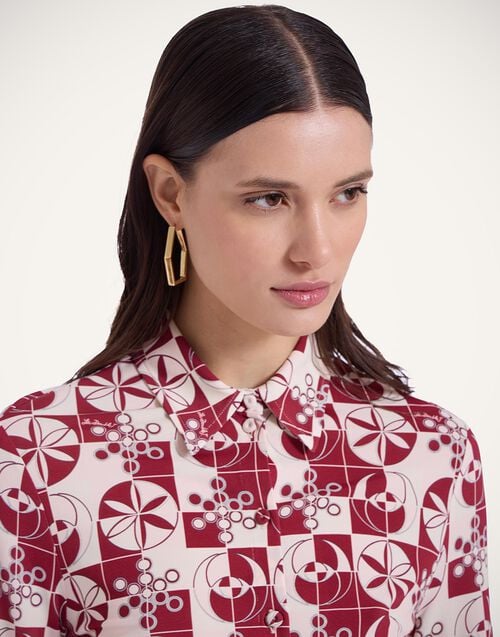 La Doublej Fitted Shirt Eclipse Burgundy In Flowy Jersey