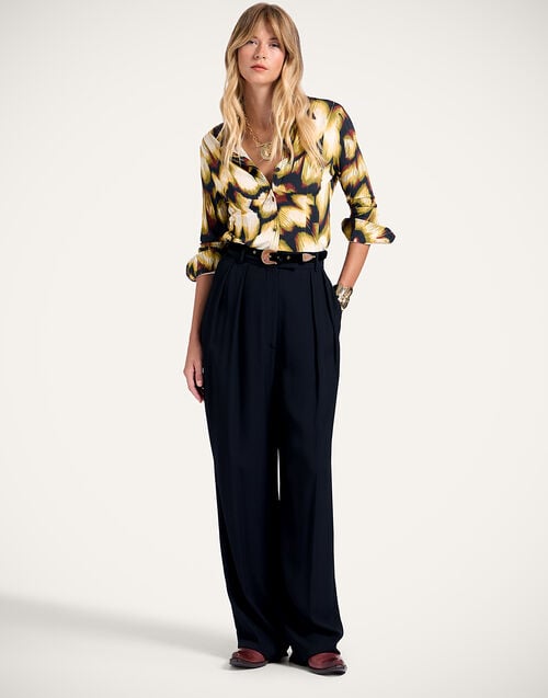 La Doublej Fitted Shirt Monarch Black In Flowy Jersey