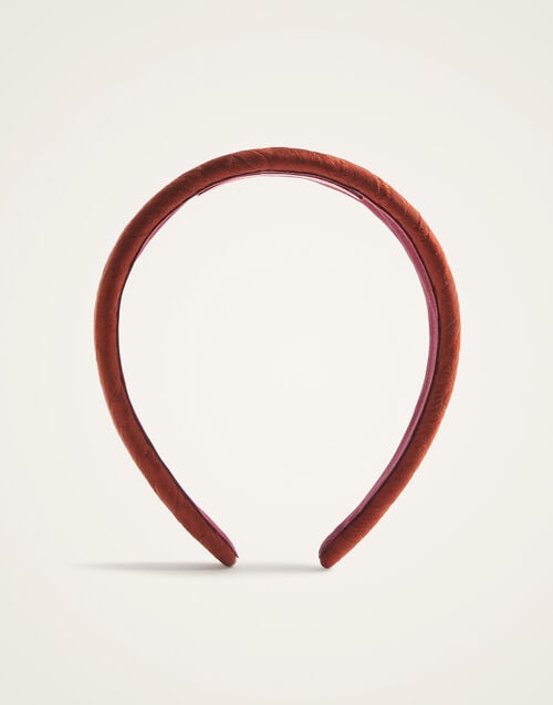 La Doublej Flat Headband Animalier Rust In Jacquard Matelassé