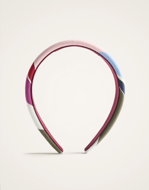la doublej Flat Headband Stripes Multicolor Pink in Poplin Jacquard