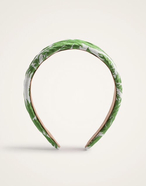 La Doublej Flat Headband Tropicana White In Jacquard Matelassé