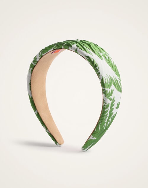 La Doublej Flat Headband Tropicana White In Jacquard Matelassé