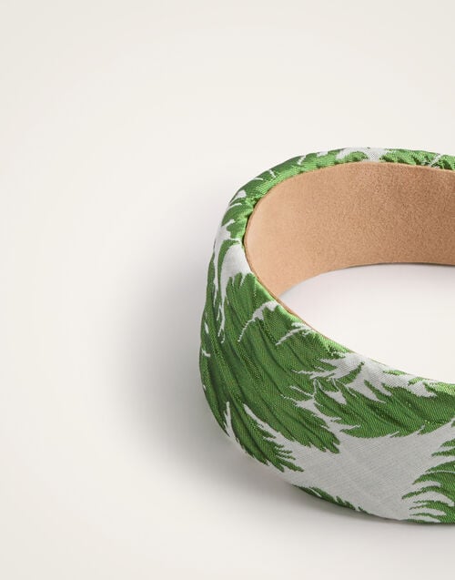 La Doublej Flat Headband Tropicana White In Jacquard Matelassé