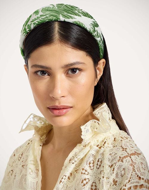 la doublej Flat Headband Tropicana White in Jacquard Matelassé