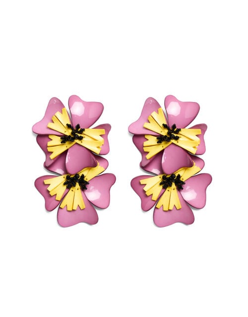 La Doublej Flora Earrings Solid Pink In Macro Pansy