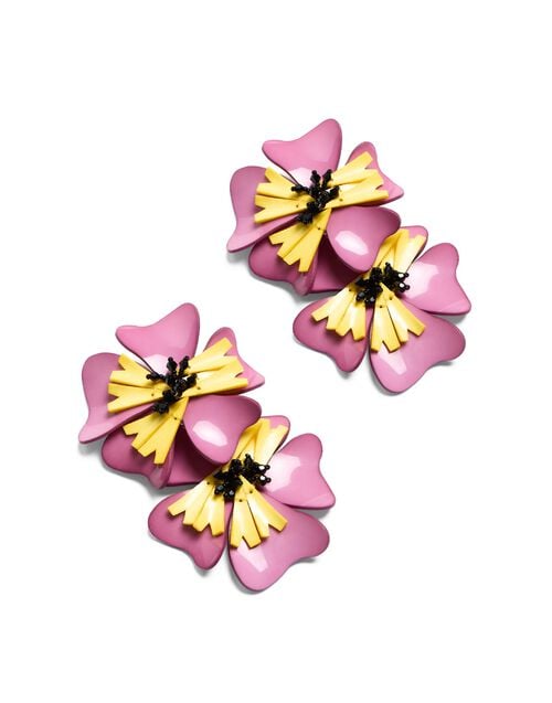 La Doublej Flora Earrings Solid Pink In Macro Pansy