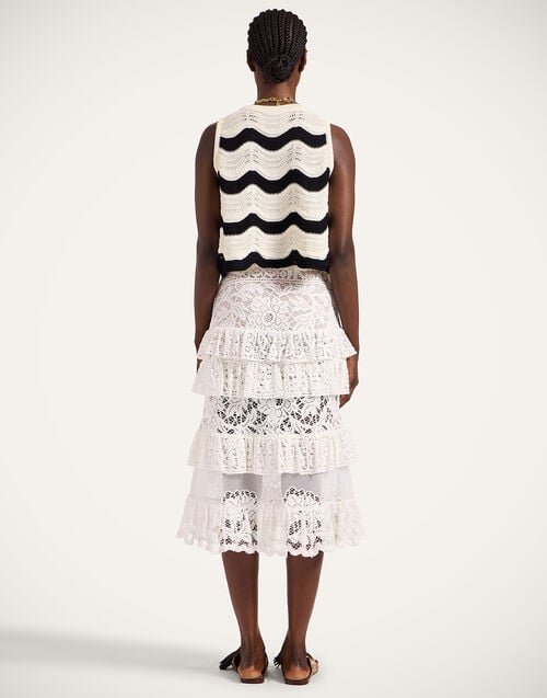 La Doublej Footloose Lacey Skirt White In Cotton Lace