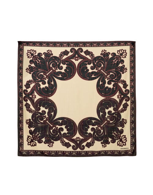 la doublej Foulard 135 Corsini Placée Cream in Silk Wool