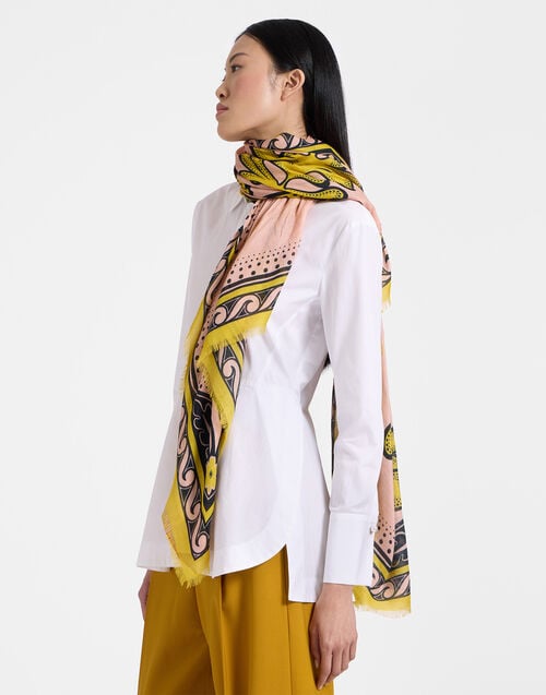 la doublej Foulard 140 Herald Fuchsia in Modal Silk