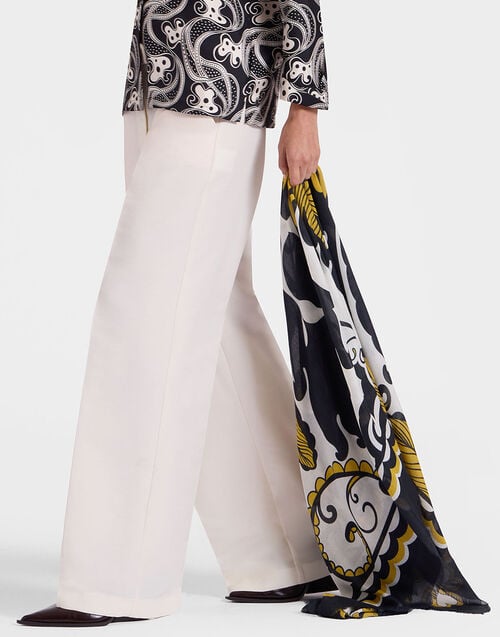 la doublej Foulard 140 Marea Black & White in Modal Silk