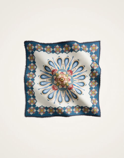 La Doublej Foulard 140 Nucleus Placée Blue In Modal Silk