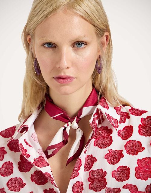 la doublej Foulard 45 Eclipse Burgundy in Silk Twill