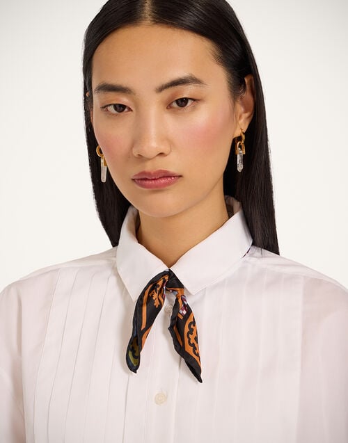 La Doublej Foulard 45 Mariposa Placée Celeste In Silk Twill