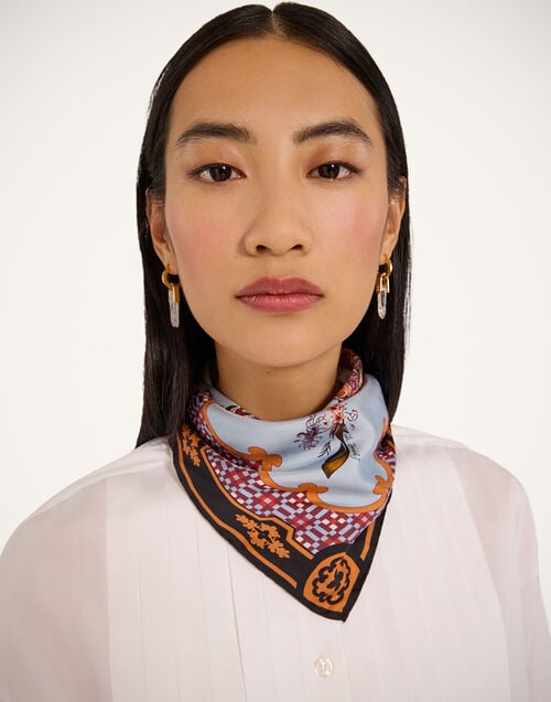 la doublej Foulard 45 Mariposa Placée Celeste in Silk Twill