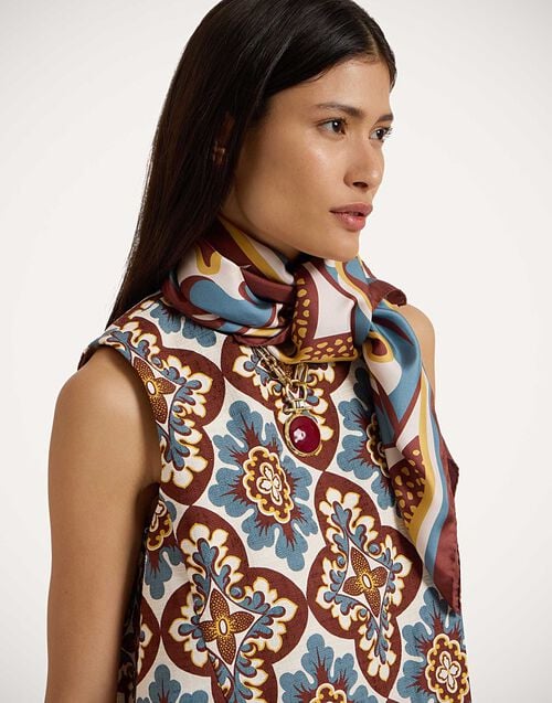 La Doublej Foulard 90 Palazzo Placée Chocolate In Silk Twill