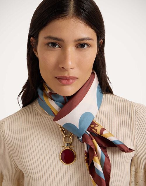 La Doublej Foulard 90 Palazzo Placée Chocolate In Silk Twill