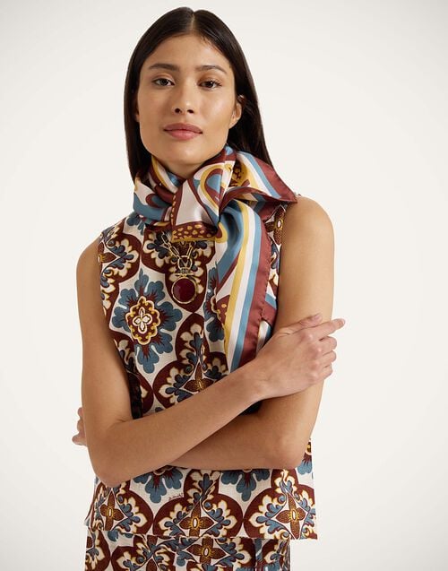 la doublej Foulard 90 Palazzo Placée Chocolate in Silk Twill