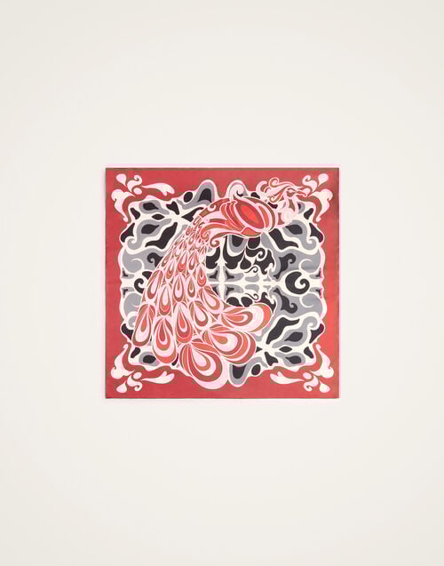 La Doublej Foulard 90 Phoenix Placée Bordeaux In Silk Twill