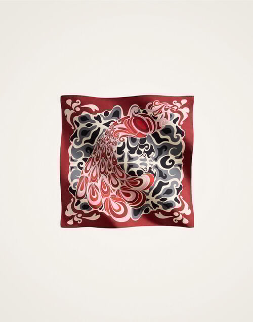 la doublej Foulard 90 Phoenix Placée Bordeaux in Silk Twill