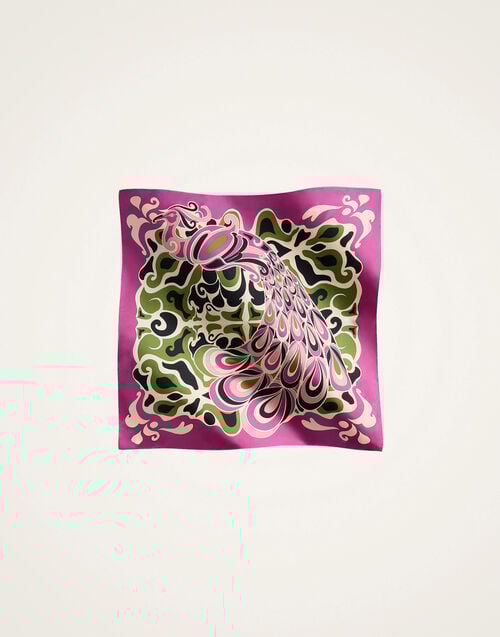 La Doublej Foulard 90 Phoenix Placée Pink In Silk Twill