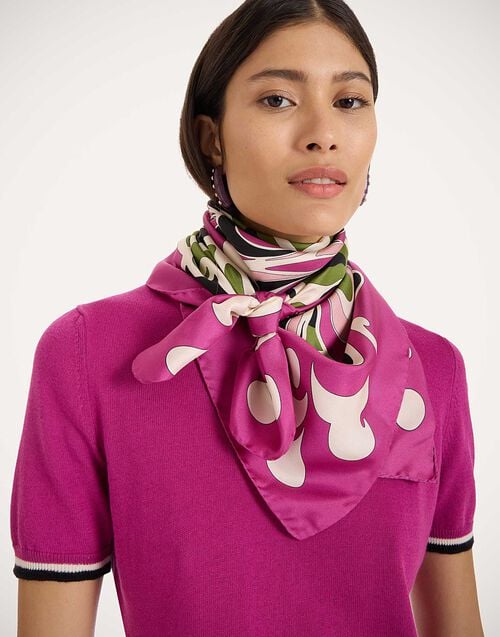 la doublej Foulard 90 Phoenix Placée Pink in Silk Twill