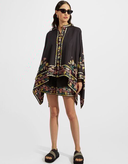 La Doublej Foulard Shirt Borboni Placée Nero In Twill Silk