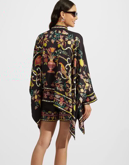 La Doublej Foulard Shirt Borboni Placée Nero In Twill Silk