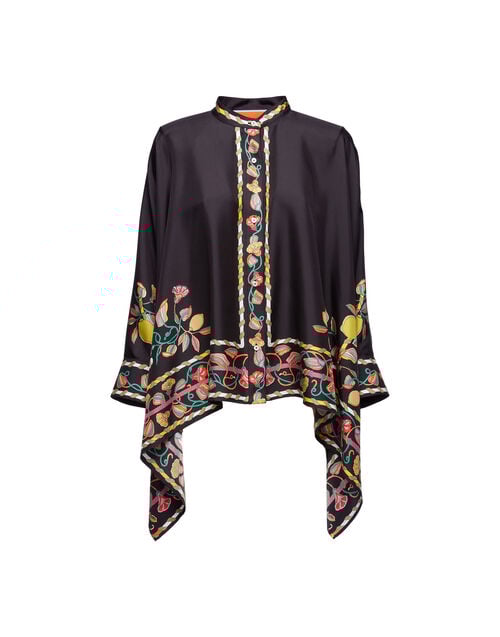 La Doublej Foulard Shirt Borboni Placée Nero In Twill Silk