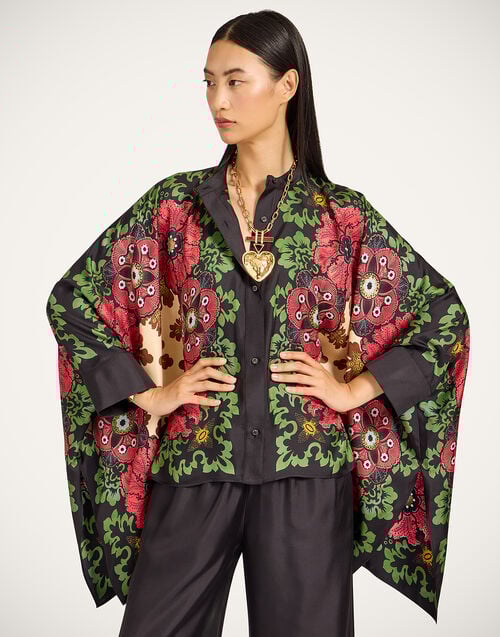 la doublej Foulard Shirt Bounty Placée Red in Silk Twill