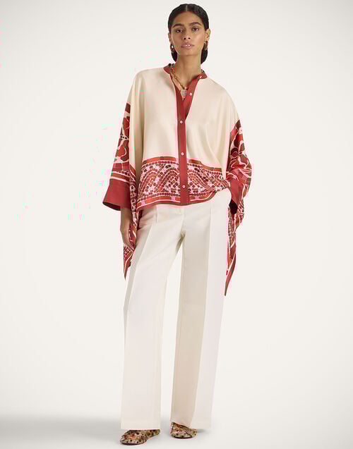 La Doublej Foulard Shirt Cobra Placée Red In Silk Twill