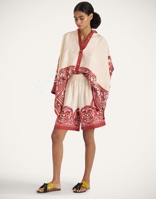 La Doublej Foulard Shirt Cobra Placée Red In Silk Twill