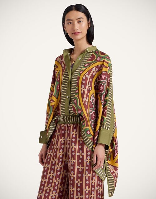 la doublej Foulard Shirt Eclipse Placée Yellow in Silk Twill