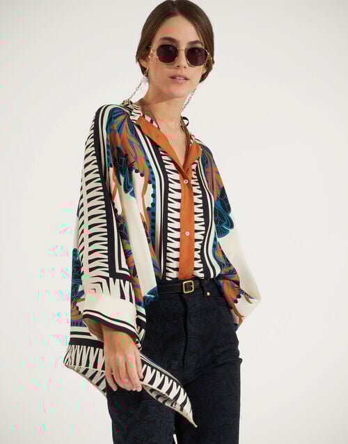 La Doublej Foulard Shirt Florence Placée In Silk Twill