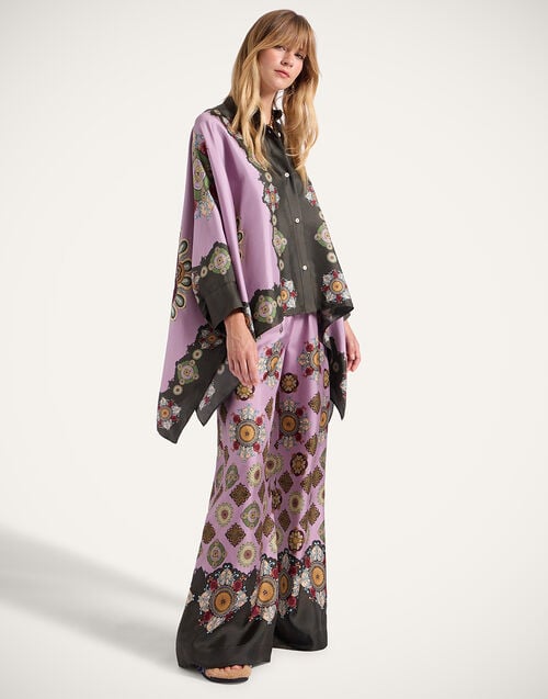 La Doublej Foulard Shirt Nucleus Placée Dusty Pink In Silk Twill