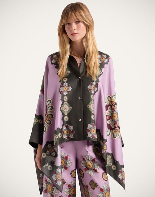 la doublej Foulard Shirt Nucleus Placée Dusty Pink in Silk Twill
