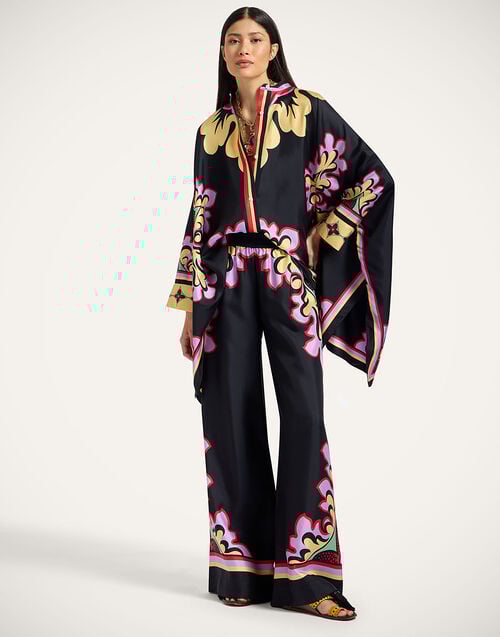 La Doublej Foulard Shirt Palazzo Placée Lilac In Silk Twill