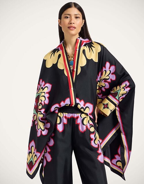 la doublej Foulard Shirt Palazzo Placée Lilac in Silk Twill