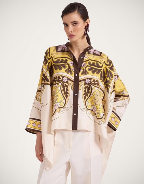 La Doublej Foulard Shirt Spells Placée Yellow In Silk Twill