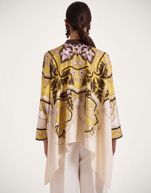 La Doublej Foulard Shirt Spells Placée Yellow In Silk Twill