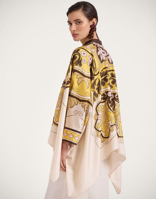 la doublej Foulard Shirt Spells Placée Yellow in Silk Twill