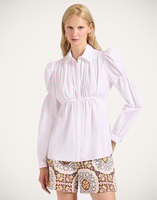 la doublej Franca Shirt Solid White in Tailor Poplin