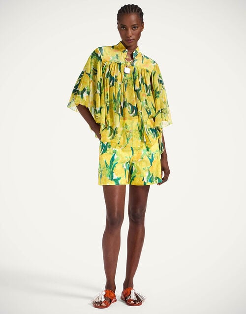 La Doublej Frappé Top Zesty Yellow In Silk Creponne