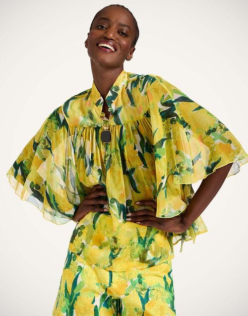 la doublej Frappé Top Zesty Yellow in Silk Creponne