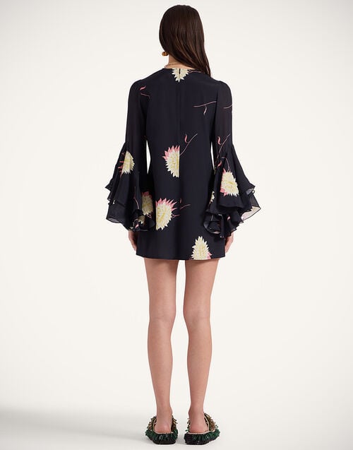 La Doublej Friday Dress Derby Black In Crepe Marocain