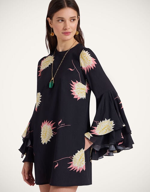 La Doublej Friday Dress Derby Black In Crepe Marocain